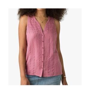 Prana Nieves Cassie Mauve Button Down Blouse Size XL